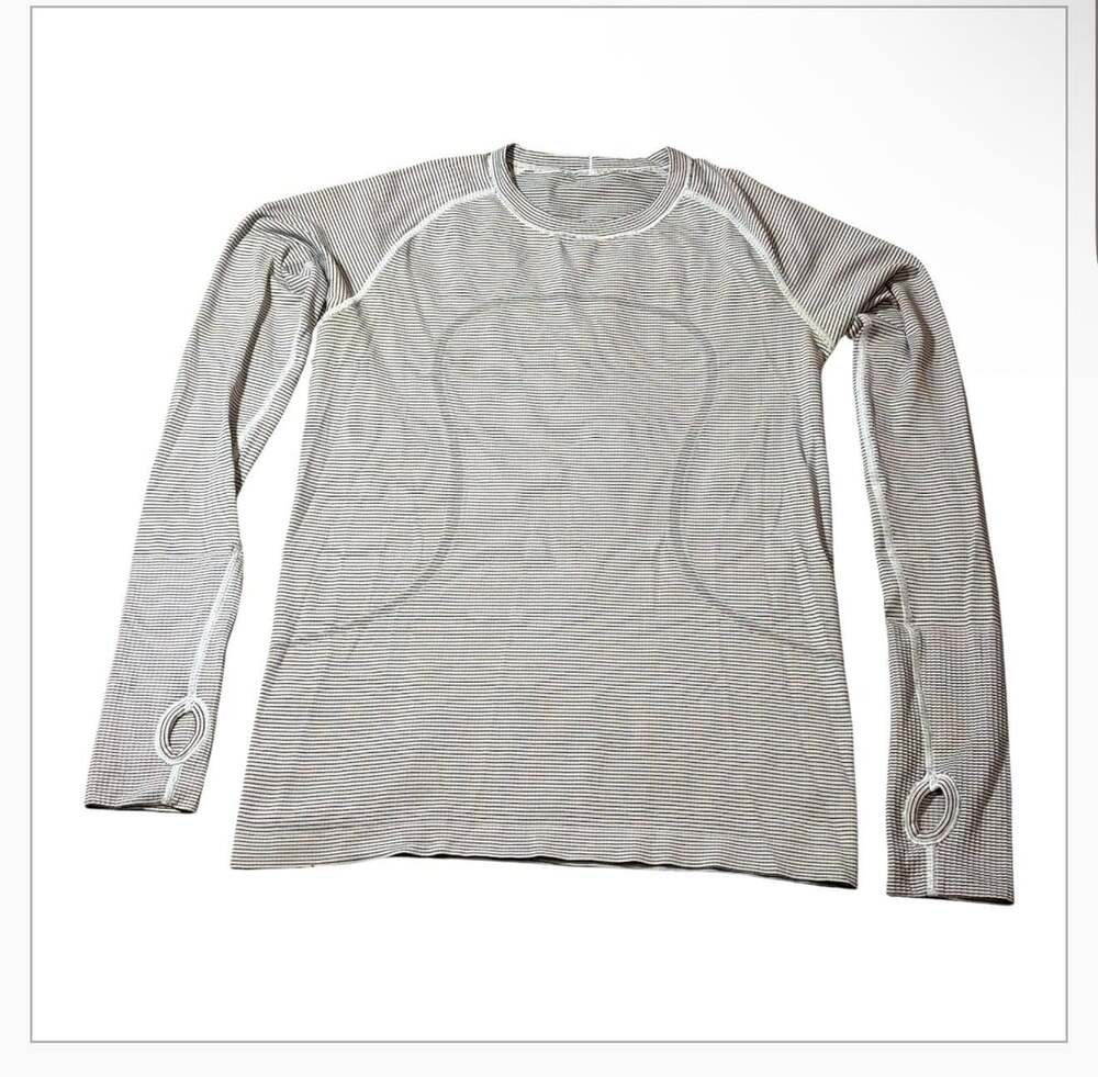 Lululemon Swiftly Tech Long Sleeve Crew Top Size 6 White Black Stripe